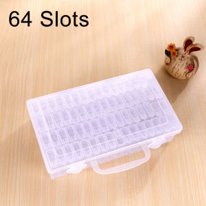 64Slots Rhinestone Container Bottles Diamond Painting Tools Accessories Storage Box Beads Container Diamond Embroidery Stone Mosaic Convenience Box Grids Diamond Painting Storage Box Portable Seed Bead Organizer Case DIY Nail Art Plastic Container