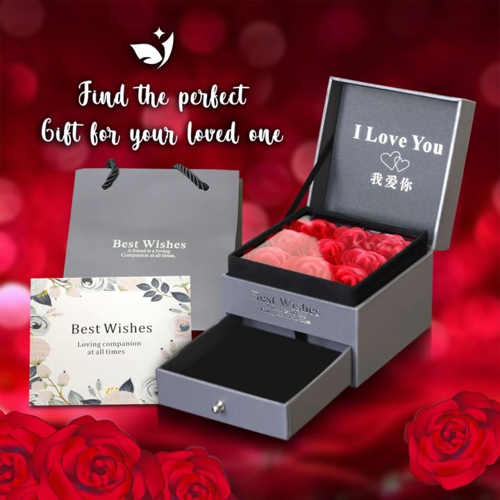 Roses Jewelry Box Necklace,Ring,Earring, Valentine's Day Gift Flower Box  customized cardboard drawer packaging box rose flower paper gift storage