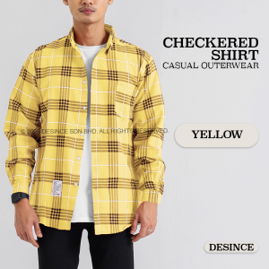 🇲🇾DESINCE Men Shirt Button Shirt Top Baju Kemeja Jaket Lelaki Man Jacket Checker Outerwear Box Line Design Korean MT 020