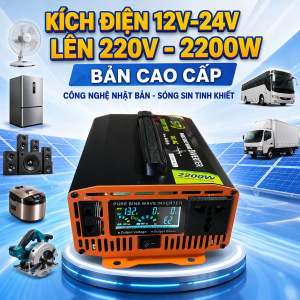 Kích Điện 12V 24V Lên 220V SMART TECH 2200W Công Nghệ Nhật Bản Màn LED Hiển Thị Thông Minh