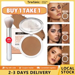 Trotinic |【buy1 take 1】Qibest Single Color Bronzer Contour Palette Face Shading Not flying powder Lasting Matte Nose Shadow Highlight Blush Face Makeup