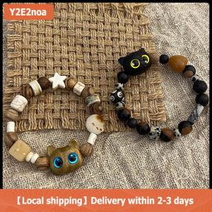 【Local shipping】 New Cute Little Black Cat Bracelet For Women Men Fashion Funny Cartoon Animal Beaded Bracelet Trendy Couple Friend Jewelry Gifts