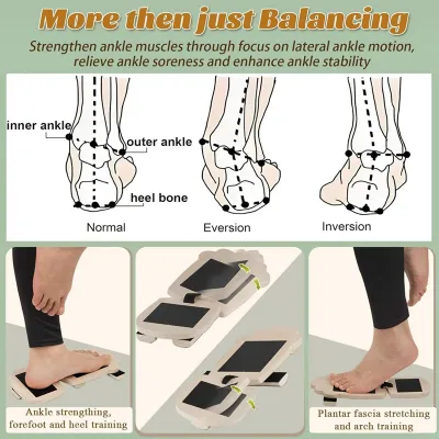 Ankle Foot Strengthener Stretcher Wood Wobble Board Single Leg Balance Boards for Physical Therapy Ankle Stability Pad