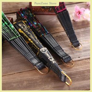 [PureZone] Folding Hand Fan Plastic Powder Craft Fan White Wedding Party Chinese Style Dance Cloth Folding Fan Handheld