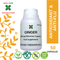 Organic Ginger Capsules - Contains Gingerol, Pain Reliever, Joint Support, Anti Oxidant, Anti- inflammatory 50 Capsules. 