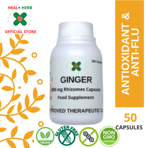 Organic Ginger Capsules - Contains Gingerol Pain Reliever Joint Support Anti Oxidant Anti- inflammatory 50 Capsules