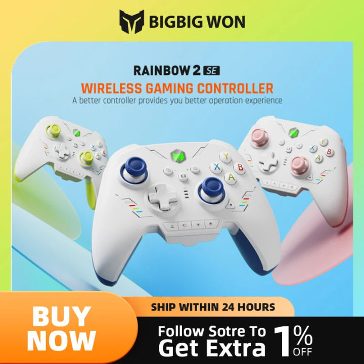 BIGBIG WON Rainbow 2 SE Wireless Controller Motion Control, Hall Effect Trigger, 12-bits ADC, 3 sets joysticks, 4-weg en 8-weg D-pad controller voor switch/pc/Android/iOS