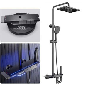 Bộ sen cây tắm đứng Kính cường lực Mạ TITAN hiển thị nhiệt độ TCARE TS-4008 - Hàng nhập khẩu