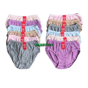 Set Celana Dalam Wanita Cotton Nyaman - Seri Lusinan - Gaya Polos Warna-Warni