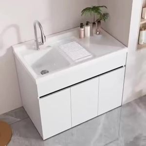 Laundry Sink Basin Washing hine Integrated Cabinet With Washboard Small-Sized Quartz Stone Washing Cabinet Trough