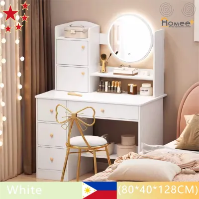 HOMEE Vanity Mirror With Table Set Wooden Dressing Table Bedroom Dressing Table