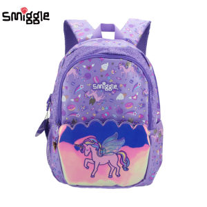 Australia Original Smiggle Childrens Schoolbag Cute Girl Backpack dazzling Purple unicorn Fashion shoulder Kids Bags 16 inches