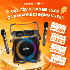Loa kéo mini công suất 100W ORIS V3 loa di động có đèn 7 màu nhấp nháy theo nhạc tặng kèm 01 mic sóng UHF chất lượng