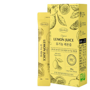WELLINUS 100% Italian Organic Lemon Juice Stick Pack (1 Box - 14 Sticks x 20g) Pure NFC Fresh Squeezed Zero Sugar
