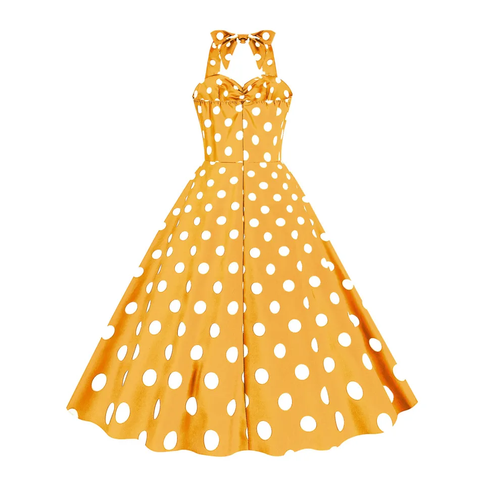 Bullker 1950s Movie Style Dress Vintage Backless Dress Vintage Retro A-line  Dress Sleeveless Dot Print High Waist Backless Perfect for Summer Evenings  southeast Buyers - Lazada | Lazada PH