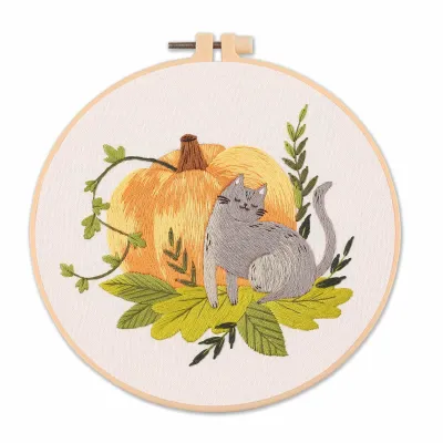 Kitten Embroidery Kit Needlework for Beginner Cross Stitch DIY Starter Kit Set