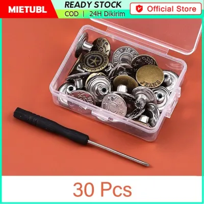 30Pcs Jeans Button Kancing Jeans Logam Simpel dengan Box Tool Korea Style / Kancing Celana Adjustable-Yinmer / Set Kancing Berbagai Gaya Pakaian Kain Tidak Perlu Jahit Kancing yang Dapat Dilepas