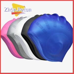zhanjietun Adults High Elastic Swimming Caps Men Women Waterproof Swimming Pool Cap Protect Ears Long Hair Large Silicone Diving Hat