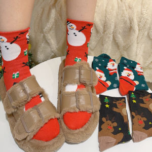 1/4pairs Cartoon Christmas Sock Santa Claus Snowman Stocking Gingerbread Man Sock Christmas Gift Decoration