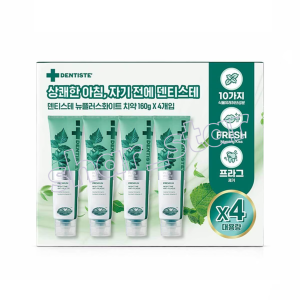 Dentiste New Plus White Toothpaste 160g x4 Nighttime Anti Plaque Herbal Whitening Xylitol Vitamin C Fresh Kiss