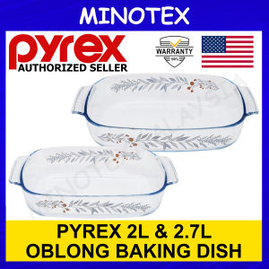 Pyrex Silver Crown Baking Dish Set 2L & 2.7L - Versatile High-Temperature Safe BPA-Free Glass Ovenware for Baking