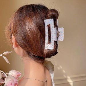 JEWELS1 ปาร์ตี้งานปาร์ตี้ หวานหวานแหววว คลิปฉลามอะคริลิ เป็นรูกลวง เครื่องประดับศีรษะแฟชั่น ที่มัดผมหางม้า ชุดหูฟังใหม่ คลิปผมผู้หญิง คลิปฉลามเกาหลี กรงเล็บผมดอกไม้ จับผมรูปทรงเรขาคณิต