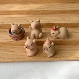 VMQ 4pcs Capybara Action Figure Super cute Micro-landscape Model Dolls Toys For Kids car Ornament Collections gift MV