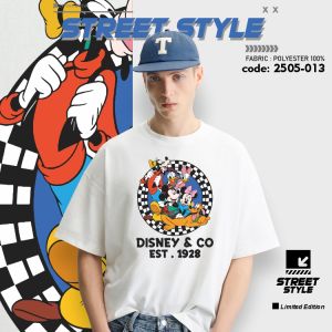 STREET STYLE เสื้อ เสื้อยืดแฟชั่น เสื้อคอกลม แขนสั้น เสื้อพิมพ์ลายการ์ตูนน่ารัก ผ้าโพลีเอสเตอร์ มี 6 ไซส์ (2505-013)