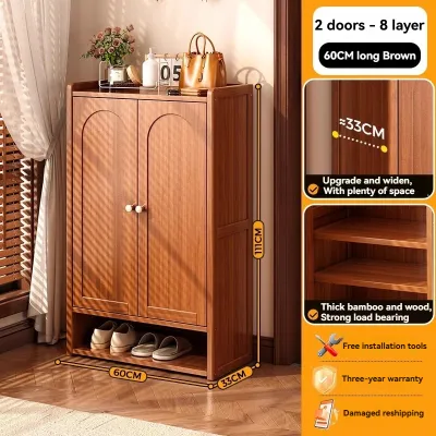 Wooden Shoe Cabinet With door 6/7 Layers Shoe Rack Wood Storage Cabinet Organizer