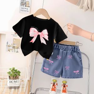 Setelan Anak Perempuan Usia 1-5 Tahun Kaos Anak Motif Terbaru Celana Denim Baju Anak Kekinian Top Fashion Anak Terbaru