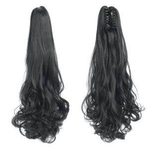 GOODOO ส่วนต่อขยายขยาย ผมหางม้าหยักศก สไตล์หยิก ชุดกระโปรงยาว วิกผมสังเคราะห์ แฟชั่นสำหรับผู้หญิง สีน้ำตาลสีน้ำตาลเข้ม กิ๊บหนีบผม