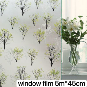 Tree Pattern Window Film 5m*45cm Static Cling Glass Sticker Privacy Window Tint Decor for Home