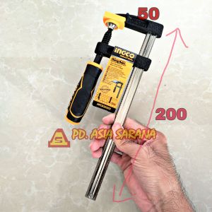 [50x200mm] F Clamp Bar 20cm INGCO HFC020502 Klem Catok Penjepit Kayu Kaca 50 x 200