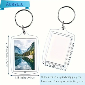 10Pcs Transparent Acrylic Keychain DIY photo insert Key Chain Photo Frame Pendant Key Ring for Gift