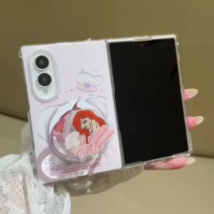 Kawaii Cartoon Girl Ocean Seashell Print Magnetic Phone Cover For Samsung Galaxy Z Fold 8 7 6 5 4 Fold 8 Ultra For Magsafe Stand