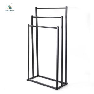 ชั้นวางผ้าขนหนู 3 ชั้นที่ยืนฟรีที่วางผ้าเช็ดตัวคาร์บอนผ้าขนหนูอบแห้งชั้นวางหนักหน้าที่สำหรับผ้าห่มผ้าเช็ดตัวสระว่ายน้ำ