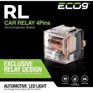 RELAY 9NINE /SXC TRANSPARANS  MOTOR MOBIL 80A KAKI 4 KLAKSON ALARM LAMPU UTAMA