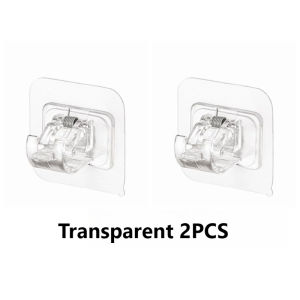 Nail-Free 2PCS Self-Adhesive Curtain Rod Hooks Hanging Rod End Rod Clip Wall Mount Adjustable Rod Clamp Hooks