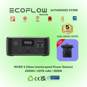 EcoFlow Portable Power Station RIVER 3 (10 ms UPS 245Wh) LFP Battery Up to 600W Output 2× Runtime With GaN <10 ms UP