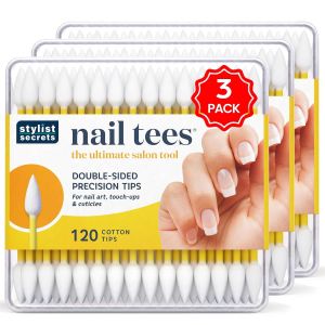 Fran Wilson NAIL TEES COTTON TIPS - The Nail Tool Multi-Purpose Double-sided Swabs with Pointed Ends for Precise Touch-ups and the At-Home Mani & Pedi (120 Count (Pack of 3))