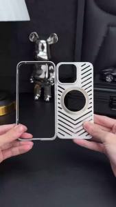 Magnetic Aluminium Alloy Phone Case For iPhone 14 12 13 15 Pro Max Hollow Heat Dissipation Shell Protection Anti Drop Cover
