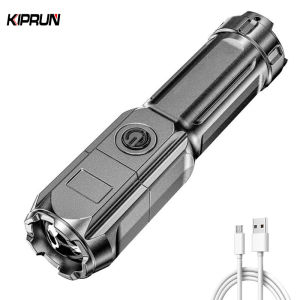 KIPRUN Đèn Pin Cầm Tay Đèn Chiếu Sáng Công Suất Cao Đèn Chiếu Sáng Mạnh Dụng Cụ Ngoài Trời 18650 Dùng Pin Sạc Được Chống Nước Có Thể Thu Phóng USB
