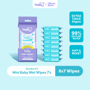 Hoppi Premium 99% Mini Baby Water Wipes - 7s