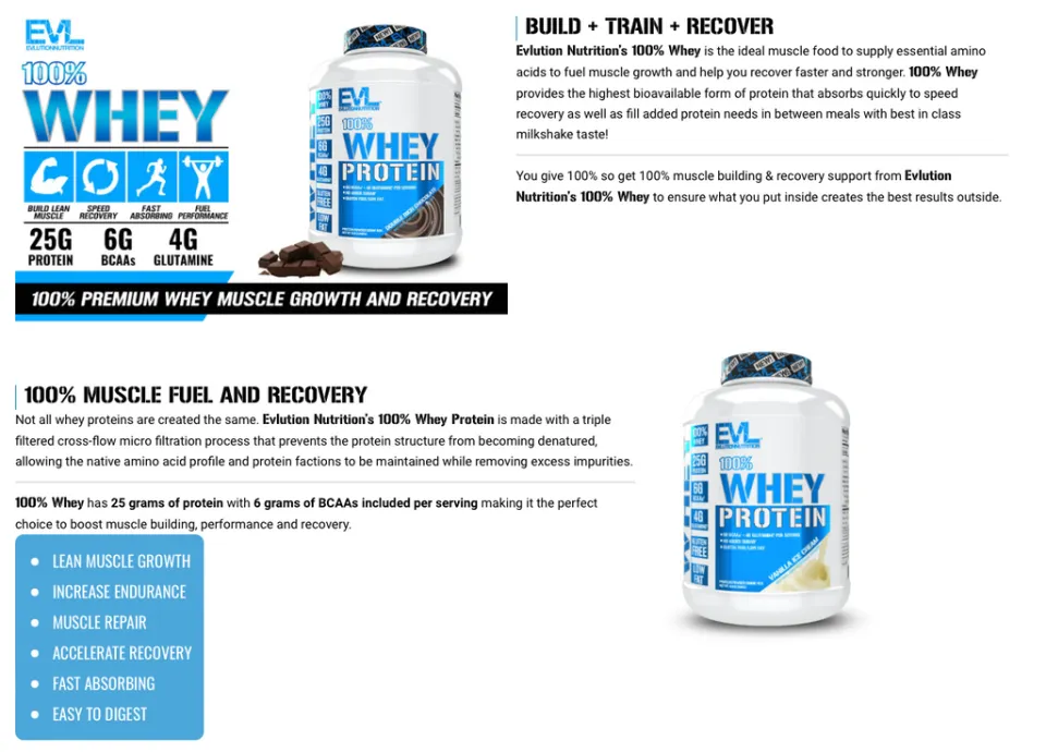 Evlution Nutrition 100% Whey Protein バニ 100% Whey – EVLUTION NUTRITION