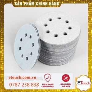 Giấy nhám tròn nhám tròn 125mm 8 lỗ hút bụi lưng nỉ bề mặt sản phẩm có lớp phủ stearate (màu trắng)