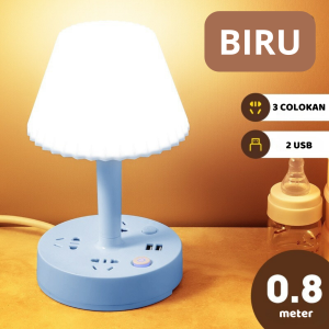 LAMPU KAMAR MEJA DENGAN STOP KONTAK SLEEP LAMP WITH CHARGING SOCKET KLASIK