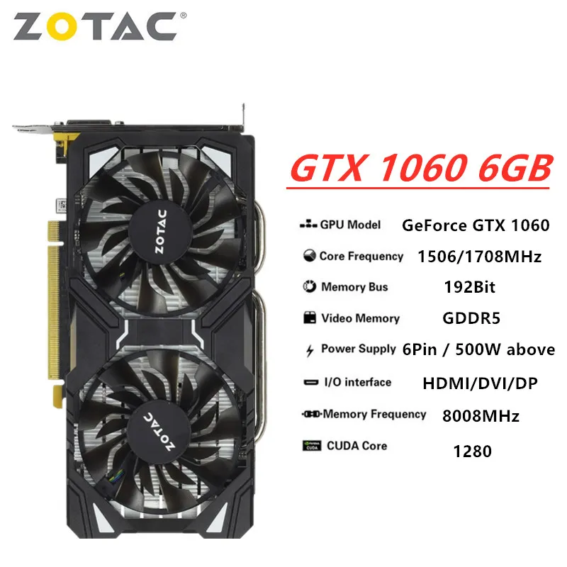 APQYH ZOTAC GTX 1060 5GB Graphics Card GTX 1060-6GD5 Video Cards