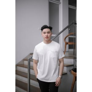 BROGUY Kaos Polos Pria Lengan Pendek Saku Cotton Combed 24s
