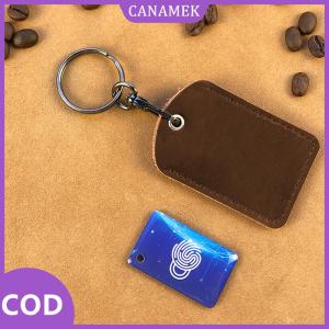 CANAMEK✨ Cổ điển PU da Keychain bảo vệ trường hợp cửa khóa kiểm soát truy cập thẻ thẻ túi vòng thẻ