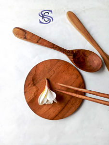 Piring Kayu Jati Bulat / Piring Jati set / piring makan kayu jati datar / piring makan jati pizza